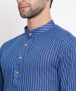 Vastramay Men's Blue Pure Cotton Kurta And Pyjama Set 10 Vastramay Men's Blue Pure Cotton Kurta And Pyjama Set