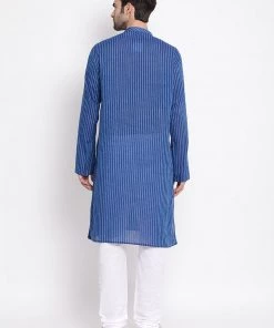 Vastramay Men's Blue Pure Cotton Kurta And Pyjama Set 11 Vastramay Men's Blue Pure Cotton Kurta And Pyjama Set