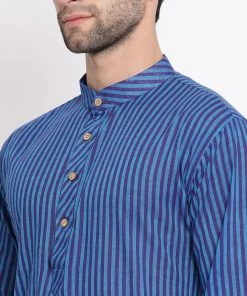 Vastramay Men's Blue Pure Cotton Kurta And Pyjama Set 10 Vastramay Men's Blue Pure Cotton Kurta And Pyjama Set