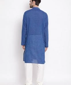 Vastramay Men's Blue Pure Cotton Kurta And Pyjama Set 11 Vastramay Men's Blue Pure Cotton Kurta And Pyjama Set