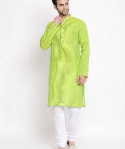 Vastramay Men's Green Pure Cotton Kurta And Pyjama Set