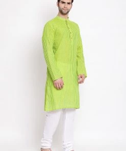 Vastramay Men's Green Pure Cotton Kurta And Pyjama Set