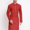 VASTRAMAY Men's Maroon Pure Cotton Kurta