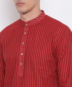 Vastramay Men's Maroon Pure Cotton Kurta And Pyjama Set 10 Vastramay Men's Maroon Pure Cotton Kurta And Pyjama Set