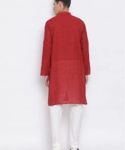 Vastramay Men's Maroon Pure Cotton Kurta And Pyjama Set 11 Vastramay Men's Maroon Pure Cotton Kurta And Pyjama Set