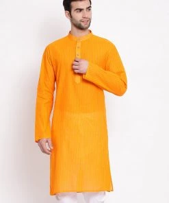 VASTRAMAY Men's Orange Pure Cotton Kurta