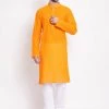 Vastramay Men's Orange Pure Cotton Kurta And Pyjama Set