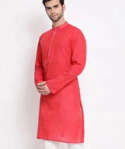 VASTRAMAY Men's Pink Pure Cotton Kurta