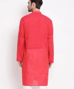 VASTRAMAY Men's Pink Pure Cotton Kurta