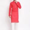 Vastramay Men's Pink Pure Cotton Kurta And Pyjama Set 2 Vastramay Men's Pink Pure Cotton Kurta And Pyjama Set
