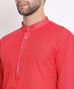 Vastramay Men's Pink Pure Cotton Kurta And Pyjama Set 10 Vastramay Men's Pink Pure Cotton Kurta And Pyjama Set