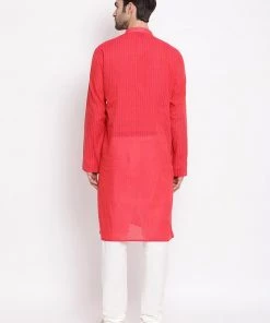 Vastramay Men's Pink Pure Cotton Kurta And Pyjama Set 11 Vastramay Men's Pink Pure Cotton Kurta And Pyjama Set