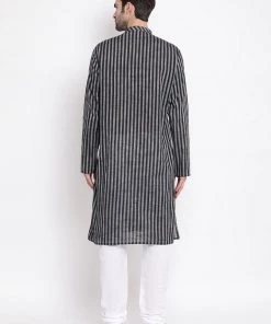 Vastramay Men's Black Pure Cotton Kurta And Pyjama Set