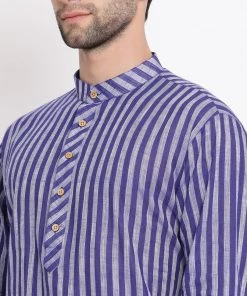 VASTRAMAY Men's Blue Pure Cotton Kurta