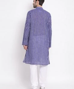 Vastramay Men's Blue Pure Cotton Kurta And Pyjama Set