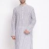 VASTRAMAY Men's Grey Pure Cotton Kurta