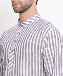 VASTRAMAY Men's Grey Pure Cotton Kurta