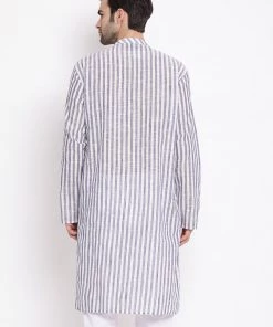 VASTRAMAY Men's Grey Pure Cotton Kurta