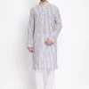 Vastramay Men's Grey Pure Cotton Kurta And Pyjama Set