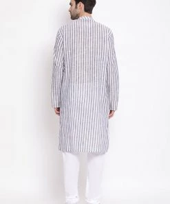 Vastramay Men's Grey Pure Cotton Kurta And Pyjama Set