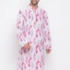 Vastramay Men's Pink Cotton Blend Kurta