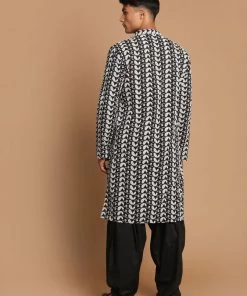 Rakhi VASTRAMAY Men's Black Embroidered Chikankari Pure Cotton Kurta With Patiala 10 Rakhi VASTRAMAY Men's Black Embroidered Chikankari Pure Cotton Kurta With Patiala
