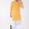 Kurta Sets Vastramay Men's Orange And White Chikankari Kurta Pyjama Set