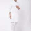 VASTRAMAY Men's White Chikankari Kurta Pyjama Set