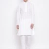 Vastramay Men's White Pure Cotton Kurta And Pyjama Set