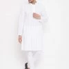 Vastramay Kurta Sets Men's White Chikankari Pure Cotton Kurta Pyjama Set