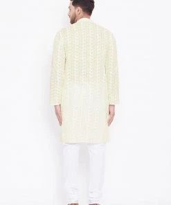 Vastramay Yellow And White Baap Beta Kurta And Pyjama Set Kurta Pyjama