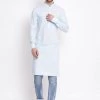 Vastramay Men's Blue Cotton Blend Kurta