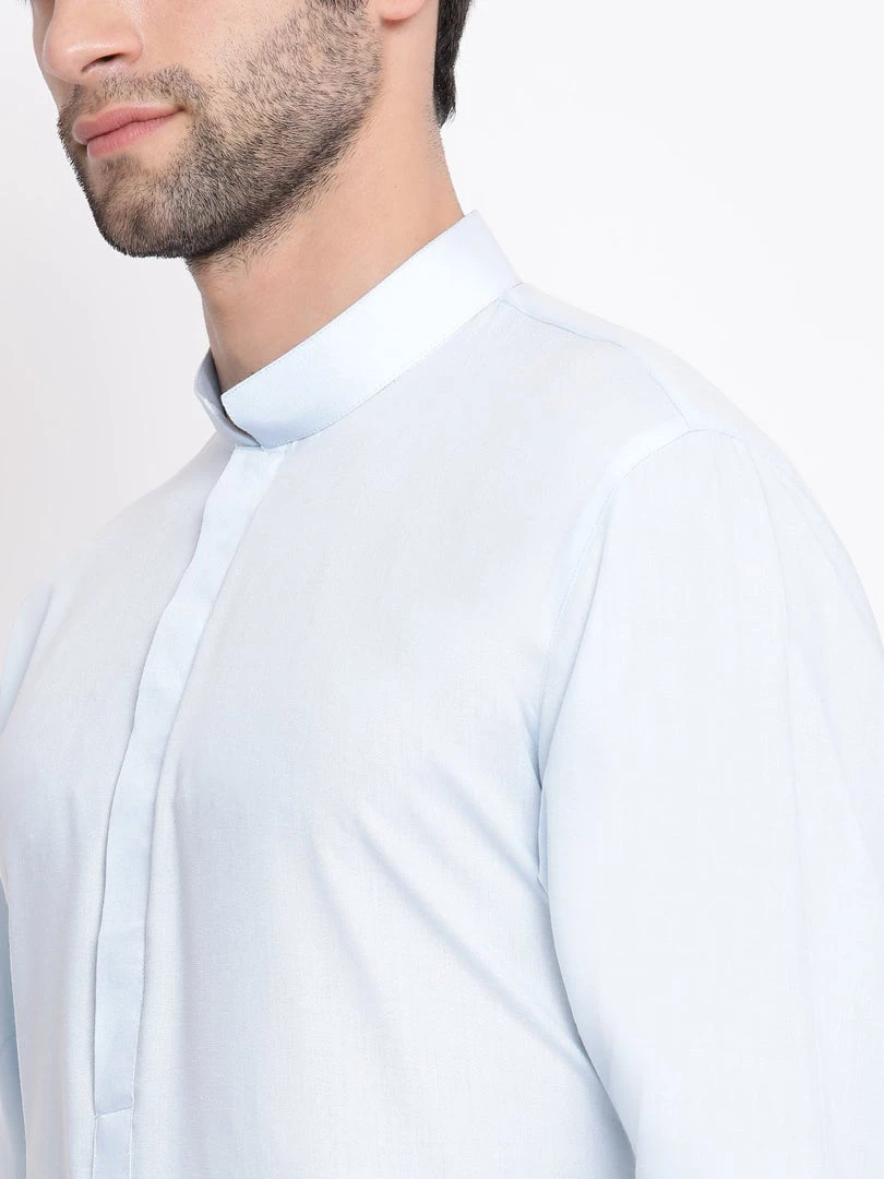 Vastramay Men's Blue Cotton Blend Kurta 5 Vastramay Men's Blue Cotton Blend Kurta