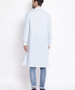 Vastramay Men's Blue Cotton Blend Kurta 11 Vastramay Men's Blue Cotton Blend Kurta