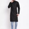 Vastramay Men's Black Cotton Blend Kurta