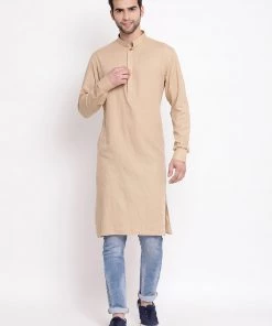 VASTRAMAY Men's Chicku Colour Cotton Blend Kurta