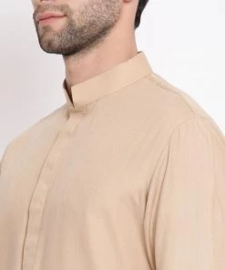 VASTRAMAY Men's Chicku Colour Cotton Blend Kurta 10 VASTRAMAY Men's Chicku Colour Cotton Blend Kurta