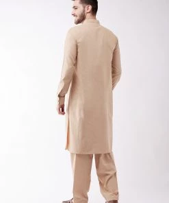 Kurta Sets VASTRAMAY Men's Chicku Colour Cotton Blend Kurta And Pyjama Set 11 Kurta Sets VASTRAMAY Men's Chicku Colour Cotton Blend Kurta And Pyjama Set