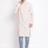 Vastramay Men's Cream Cotton Blend Kurta