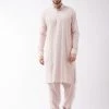 Vastramay Kurta Sets Men's Cream Cotton Blend Kurta And Pyjama Set