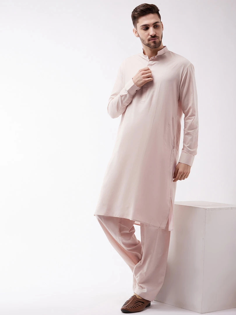 Vastramay Kurta Sets Men's Cream Cotton Blend Kurta And Pyjama Set 8 Vastramay Kurta Sets Men's Cream Cotton Blend Kurta And Pyjama Set