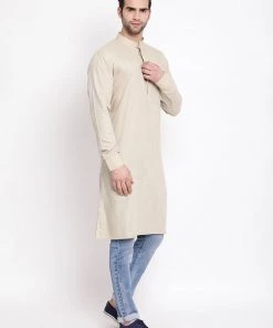 Vastramay Men's Green Cotton Blend Kurta