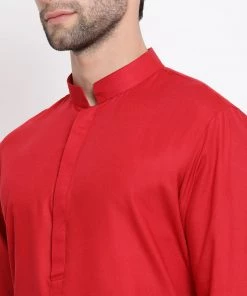 Vastramay Men's Maroon Cotton Blend Kurta 10 Vastramay Men's Maroon Cotton Blend Kurta