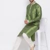 Vastramay Men's Green Silk Kurta Pyjama Set Kurta Sets