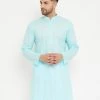 VASTRAMAY Men's Aqua Cotton Kurta