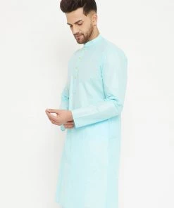 VASTRAMAY Men's Aqua Cotton Kurta