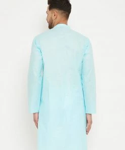VASTRAMAY Men's Aqua Cotton Kurta