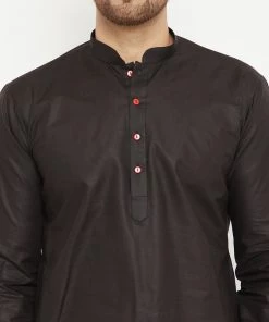 Kurta Pyjama Vastramay Black Cotton Baap Beta Kurta