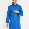 VASTRAMAY Men's Blue Cotton Kurta