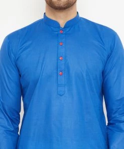 VASTRAMAY Men's Blue Cotton Kurta 13 VASTRAMAY Men's Blue Cotton Kurta